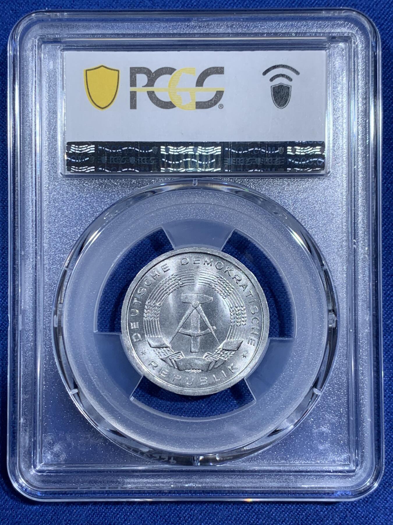 《竞宝斋》第474场 周日，周一 2场连拍 （全场包邮）欢迎送拍 PCGS MS66 东德1956年1马克 冠军分