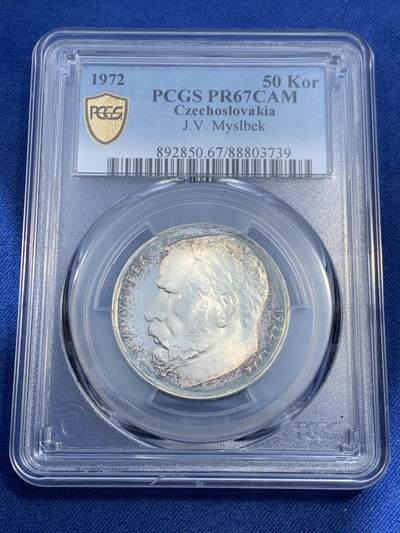 《竞宝斋》第474场 周日，周一 2场连拍 （全场包邮）欢迎送拍 - PCGS PR67CAM 捷克斯洛伐克 1972年  约瑟夫·瓦茨拉夫·梅斯贝克逝世50周年 50克朗银币 5000枚的发行量