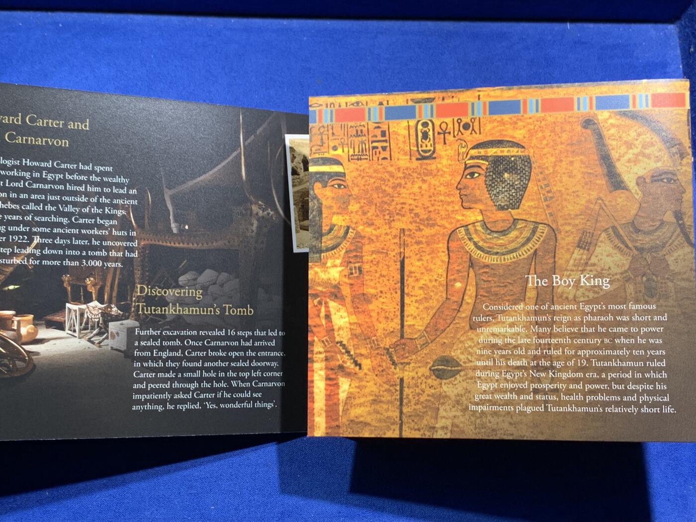 《竞宝斋》第474场 周日，周一 2场连拍 （全场包邮）欢迎送拍 英国皇家铸币厂 2022年图坦卡蒙墓发现100周年5英镑精制币 古埃及法老头像 卡装