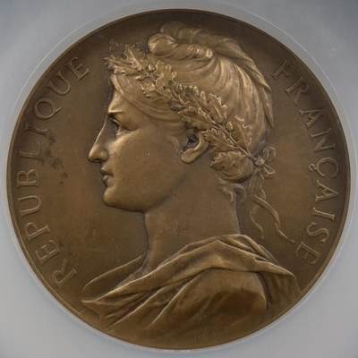 掌中浮雕-藏着的欧洲第056场 - NGC MS64 : 法国商业与工业部大铜章，68mm