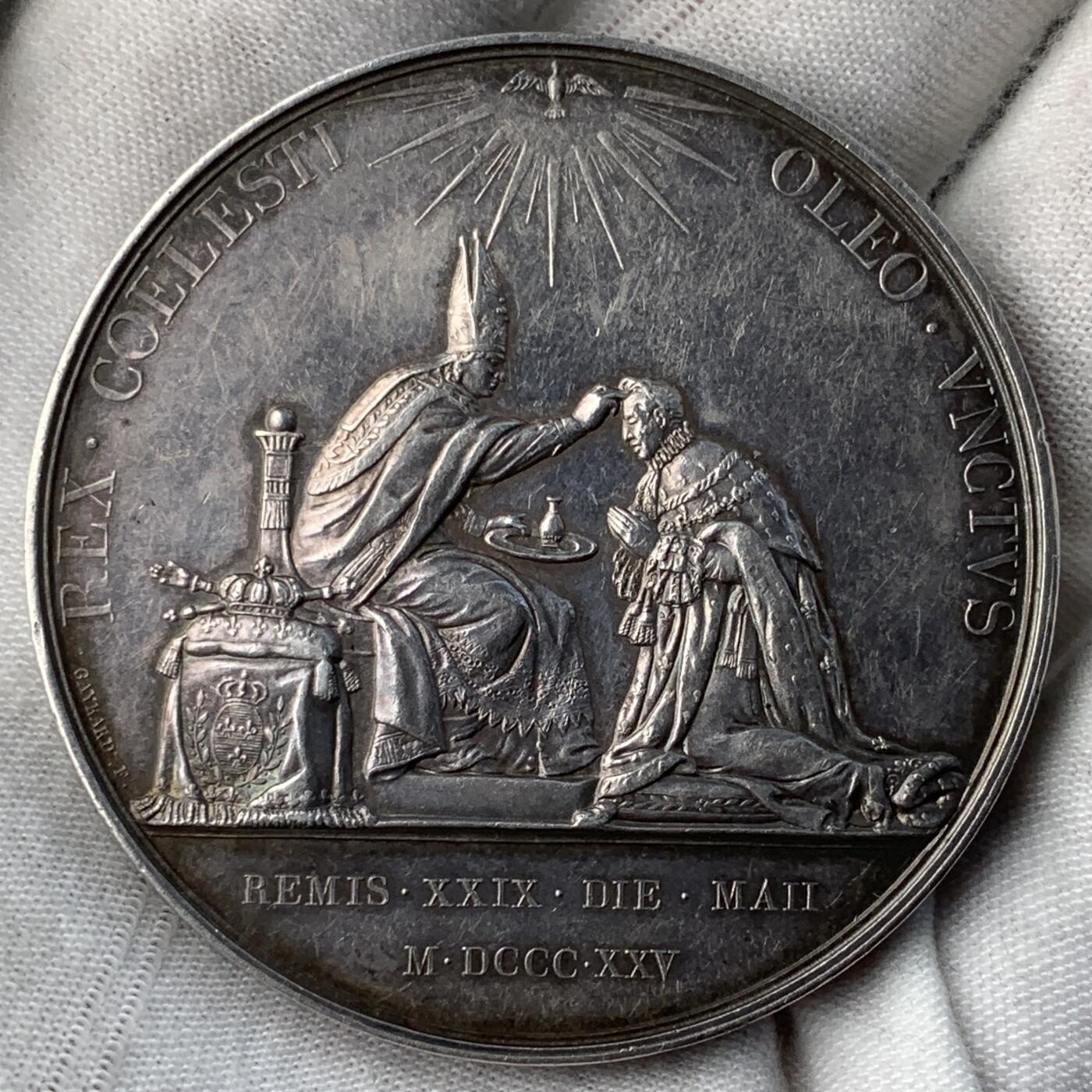 掌中浮雕-藏着的欧洲第056场 1825年法国查理十世加冕纪念银章，50.6mm, 68.2g