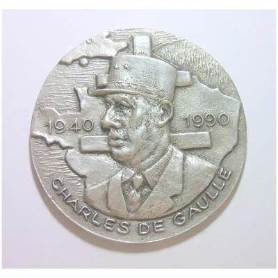 【艺术】【巴黎博物馆旧藏】法国艺术大章 戴高乐将军高浮雕精制超大镀银章 70MM - 【艺术】【巴黎博物馆旧藏】法国艺术大章 戴高乐将军高浮雕精制超大镀银章 70MM