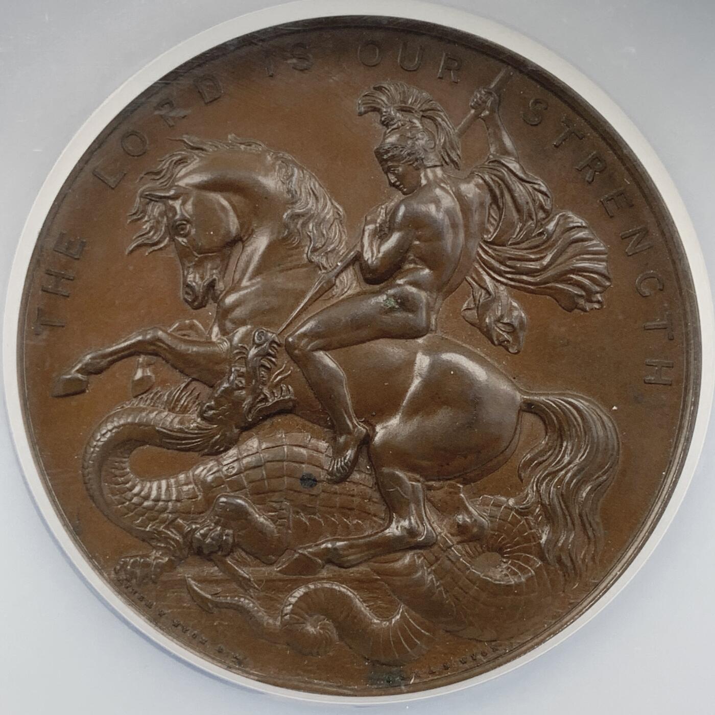 掌中浮雕-藏着的欧洲第056场 NGC MS63 : 英国皇家理工学院（摄政街309号）举办的工业展览会铜章，57mm