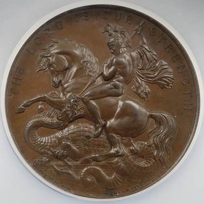 掌中浮雕-藏着的欧洲第056场 - NGC MS63 : 英国皇家理工学院（摄政街309号）举办的工业展览会铜章，57mm