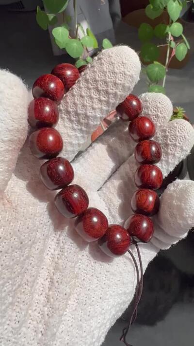 零元拍：小叶紫檀 13/14手串，妥妥的高油高密满金星，檀香宜人