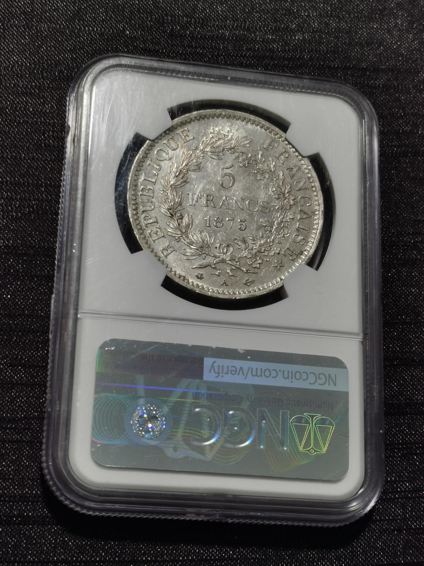 天下钱庄专场欢迎参拍 NGC MS62法国大力神5法郎银币