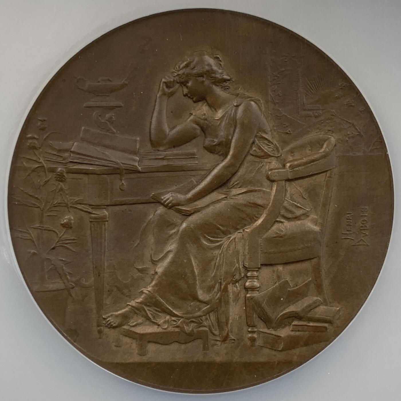 掌中浮雕-藏着的欧洲第056场 NGC MS64 : 1899年法国疫苗委员会颁发的贡献奖章，51mm