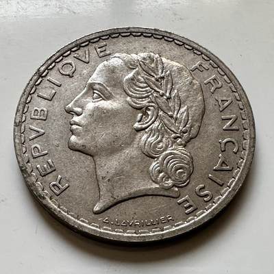 🌹外币初藏🌹🐯2026年第34场   每周二四六晚8️⃣点 接代拍 - 法国 1935年 5法郎 镍币版 b