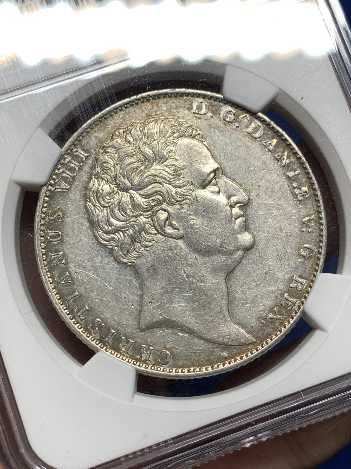 《竞宝斋》第474场 周日，周一 2场连拍 （全场包邮）欢迎送拍 NGC  AU58 丹麦 1845年 克里斯蒂安八世 1SD大银币 非常少见的品种