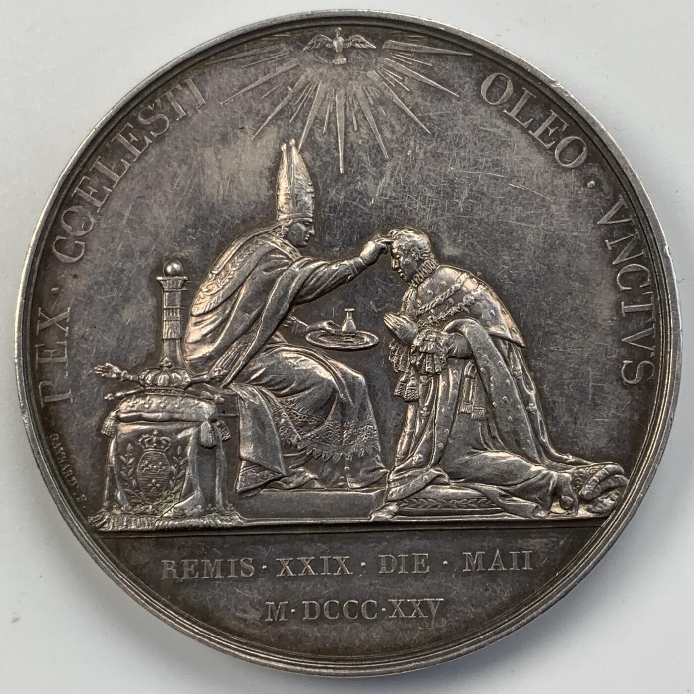 掌中浮雕-藏着的欧洲第056场 1825年法国查理十世加冕纪念银章，50.6mm, 68.2g