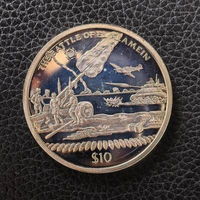 道一币馆币章第一百七十二场 - 塞拉利昂2005年阿拉曼战役10元精制纪念银币 28.28g 925s