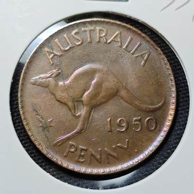 KK钱币收藏小铺   套币 批量/好品散币专场 2月预留时间 周末发货 -  1950澳大利亚乔六1便士铜币