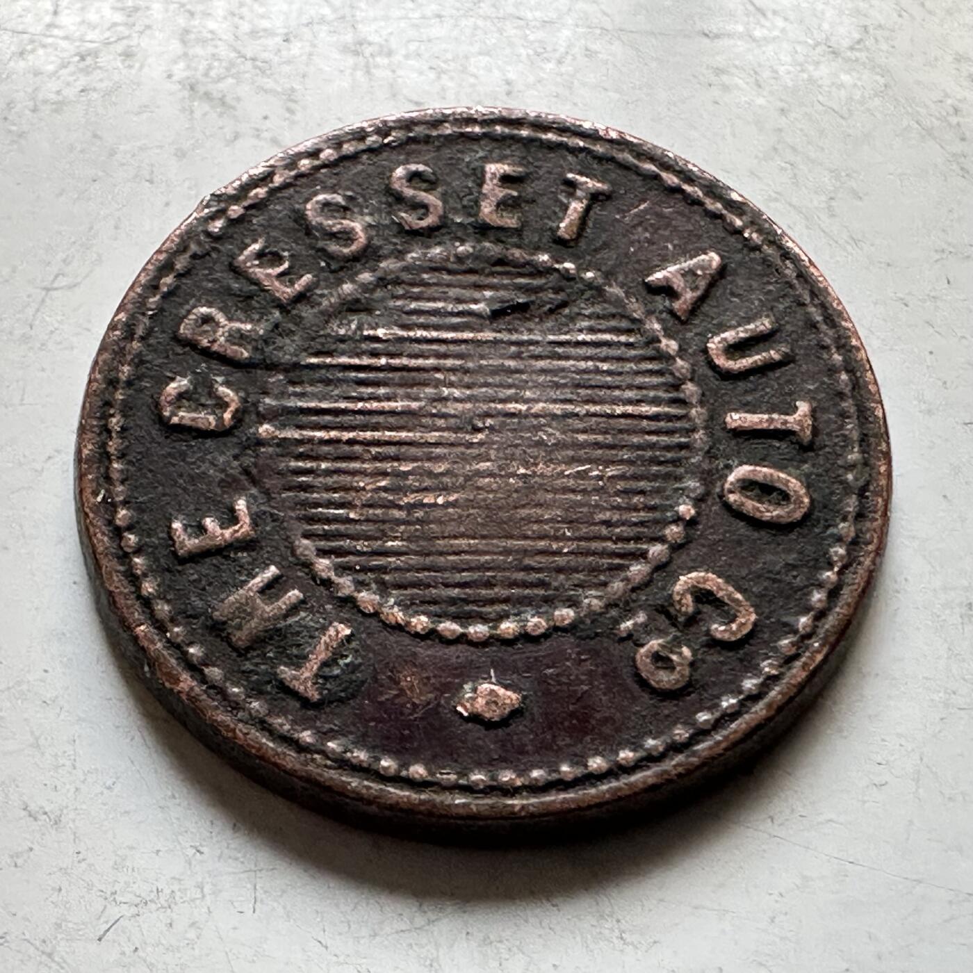 🌹外币初藏🌹🐯2026年第34场   每周二四六晚8️⃣点 接代拍 英国 1901-1926年 Cresset Auto Co. 自动售货机铜质Token 