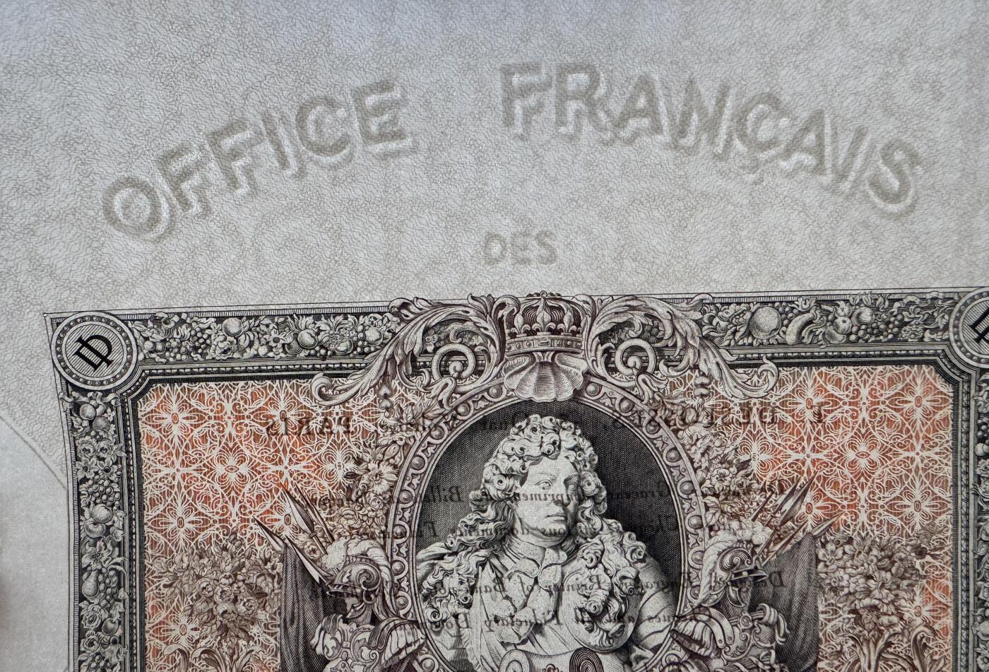 2026第5场（总第232期）：精品测试钞、外钞综合场 法国DES 1938年版“路易十四”广告宣传测试钞原版大尺寸含人像水印（右边不平整）