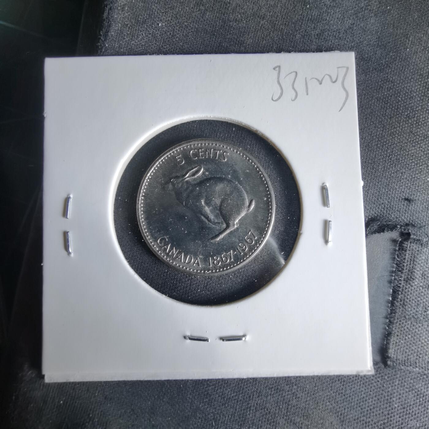 沼泽如烟--第1033场 加拿大1967年五分纪念币