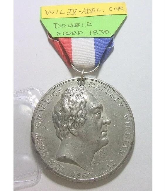 英国1830年 威廉四世继任国王高浮雕大合金章 带绶带 53MM