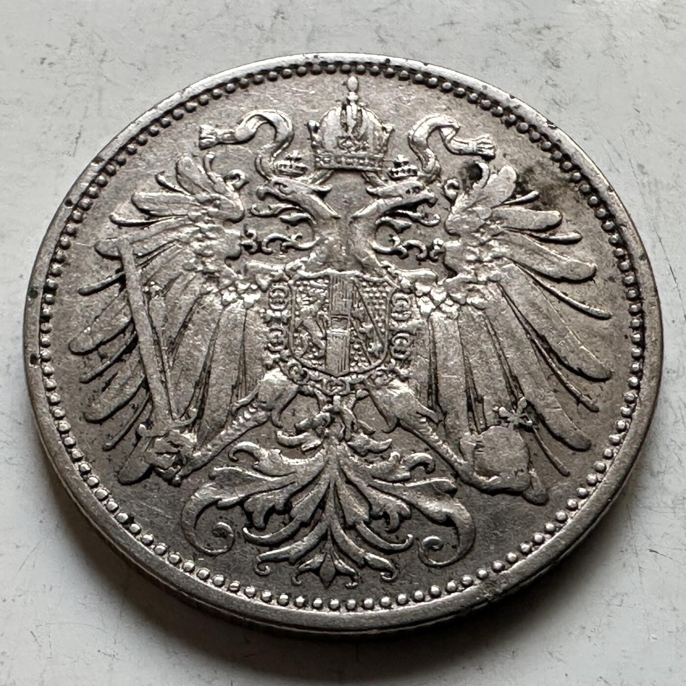 🌹外币初藏🌹🐯2026年第34场   每周二四六晚8️⃣点 接代拍 奥匈帝国 1893年  20赫勒铜镍币 双头鹰版 22毫米