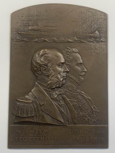 掌中浮雕-藏着的欧洲第056场 - 纪念1866年的利萨海战和1571年的勒班陀海战中的胜利铜章，159 x 108mm，201g，目录编号Strothotte 1905-6，Wurzbach 4166。大师 J. Tautenhayn作品