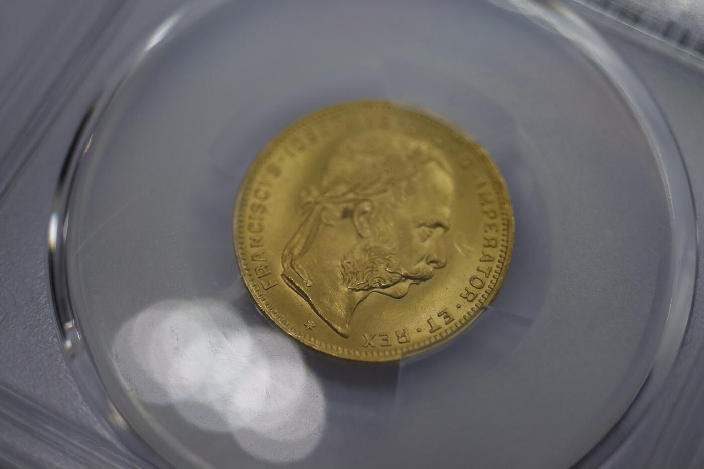 观钱 近现代机制币拍卖No.005（全场顺丰包邮，不区分偏远地区）  奥地利 1892 年 8 弗洛林（20 法郎）维也纳造币厂后铸金币（Restrike） 6.45 克 PCGS MS66