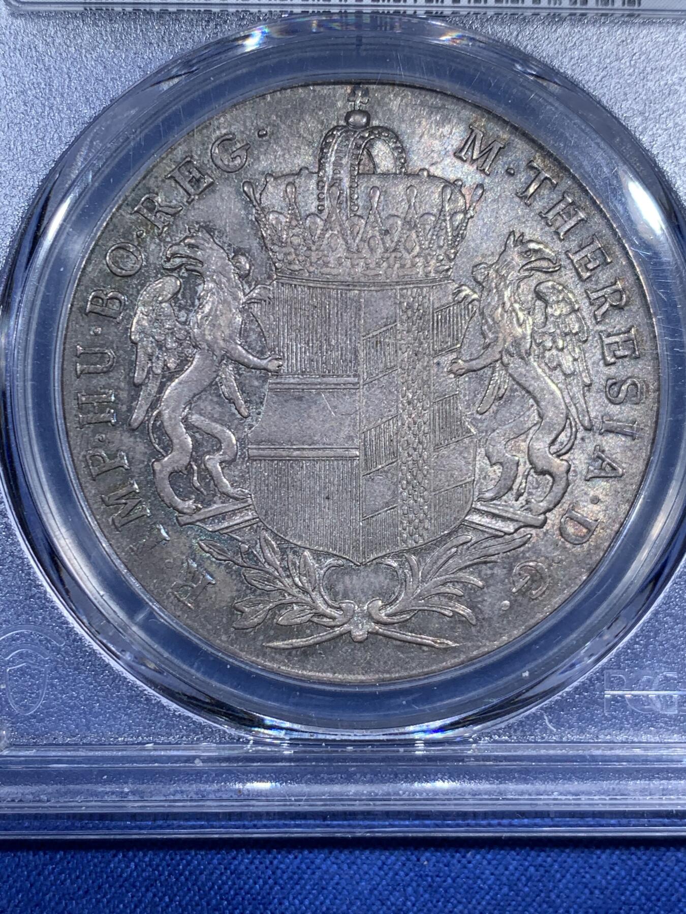 《竞宝斋》第474场 周日，周一 2场连拍 （全场包邮）欢迎送拍 PCGS MS62 奥地利1766年哈布斯堡王朝1泰勒大银币 双面全深打 底板光度好 包浆也漂亮