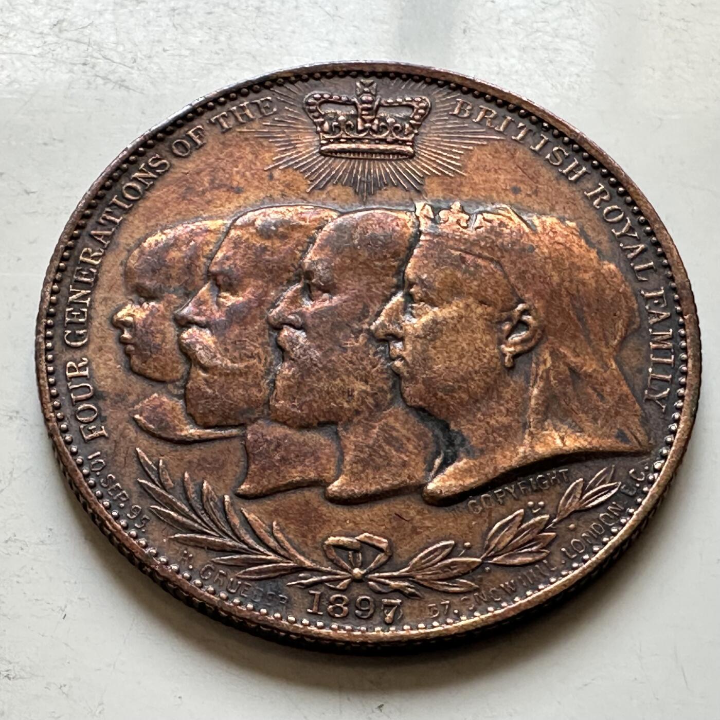 🌹外币初藏🌹🐯2026年第34场   每周二四六晚8️⃣点 接代拍 英国1897年维多利亚钻石禧年 四代王室纪念章 15.0g 32.0mm 