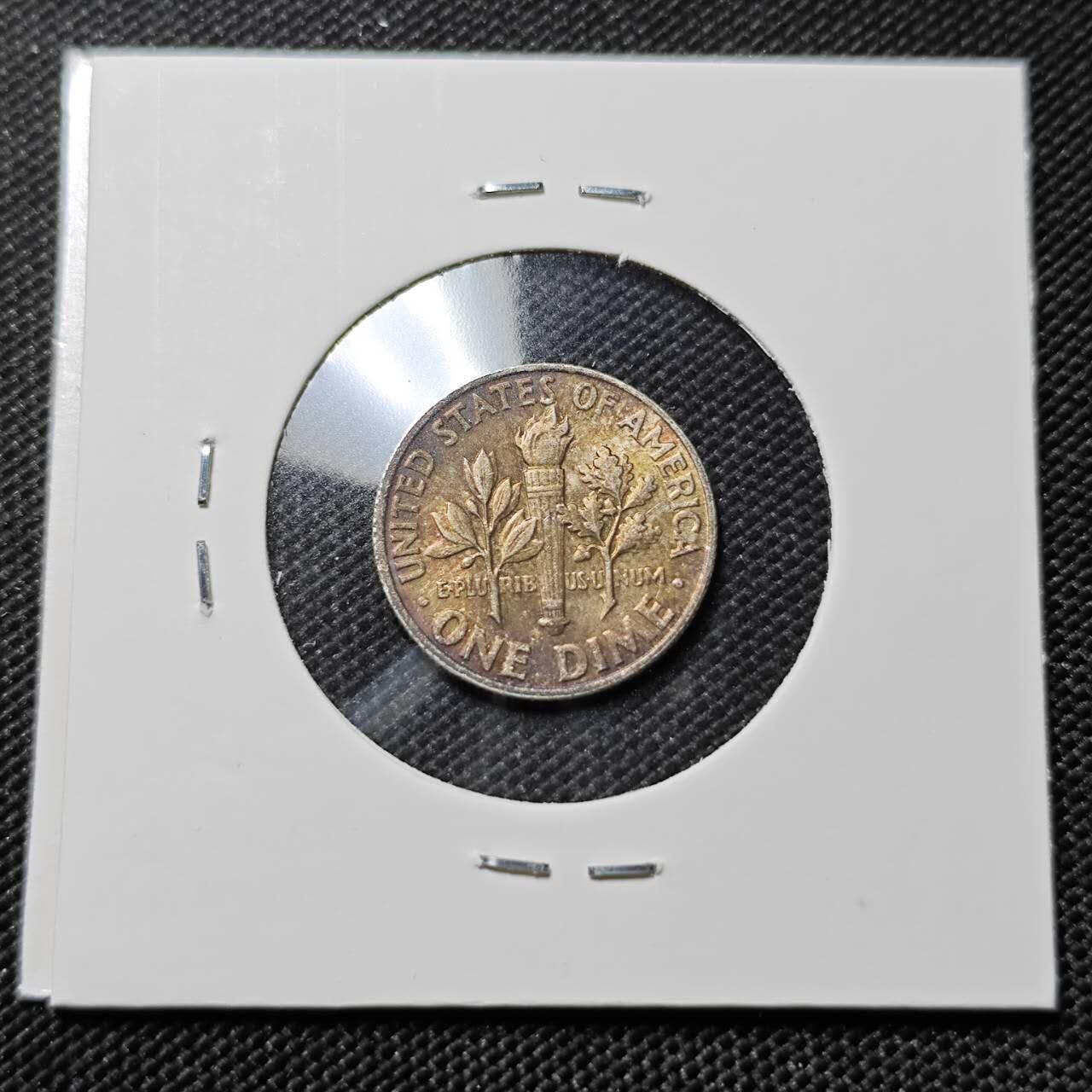 KK钱币收藏小铺   套币专场 2月预留时间 周末发货  1964美国10分银币 带彩漂亮