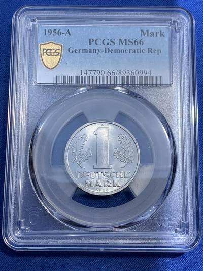 《竞宝斋》第474场 周日，周一 2场连拍 （全场包邮）欢迎送拍 - PCGS MS66 东德1956年1马克 冠军分