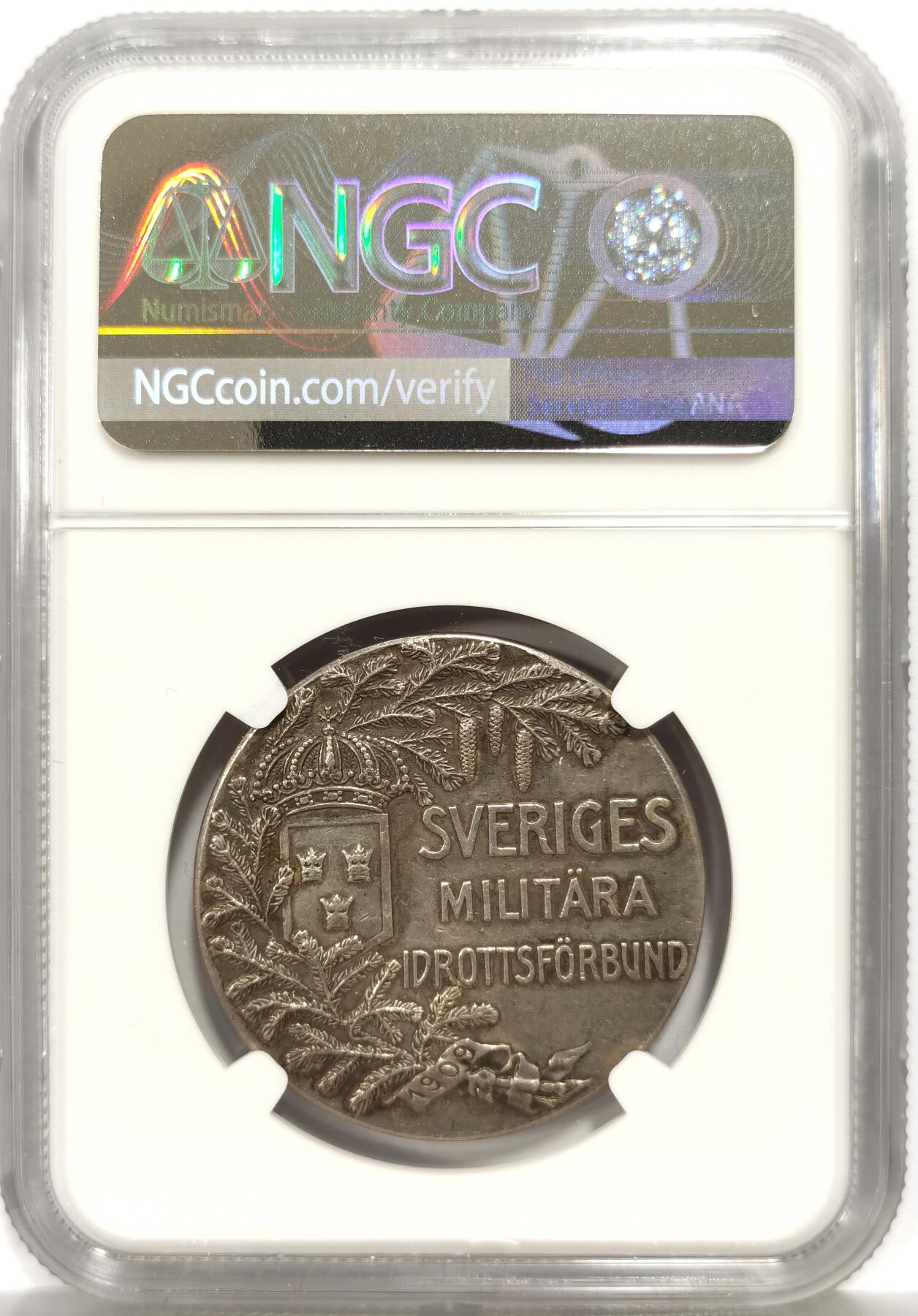 博洋堂“芳菲春韵”3月精品大拍专场暨第166期（全场包邮） NGC UNC 瑞典国防部军事体育联盟纪念银章，34mm