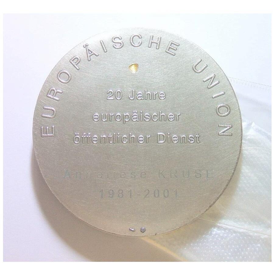 【艺术】法国艺术大章 欧盟之父舒曼 高浮雕精制超大镀银章 70MM 185克