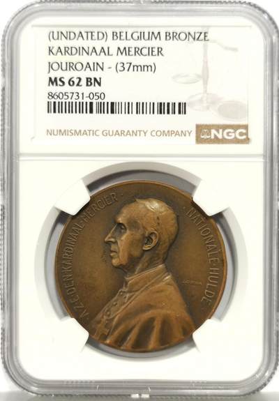 博洋堂“芳菲春韵”3月精品大拍专场暨第166期（全场包邮） - NGC MS62BN 比利时梅西尔枢机主教（Kardinaal Mercier）纪念铜章，37mm
