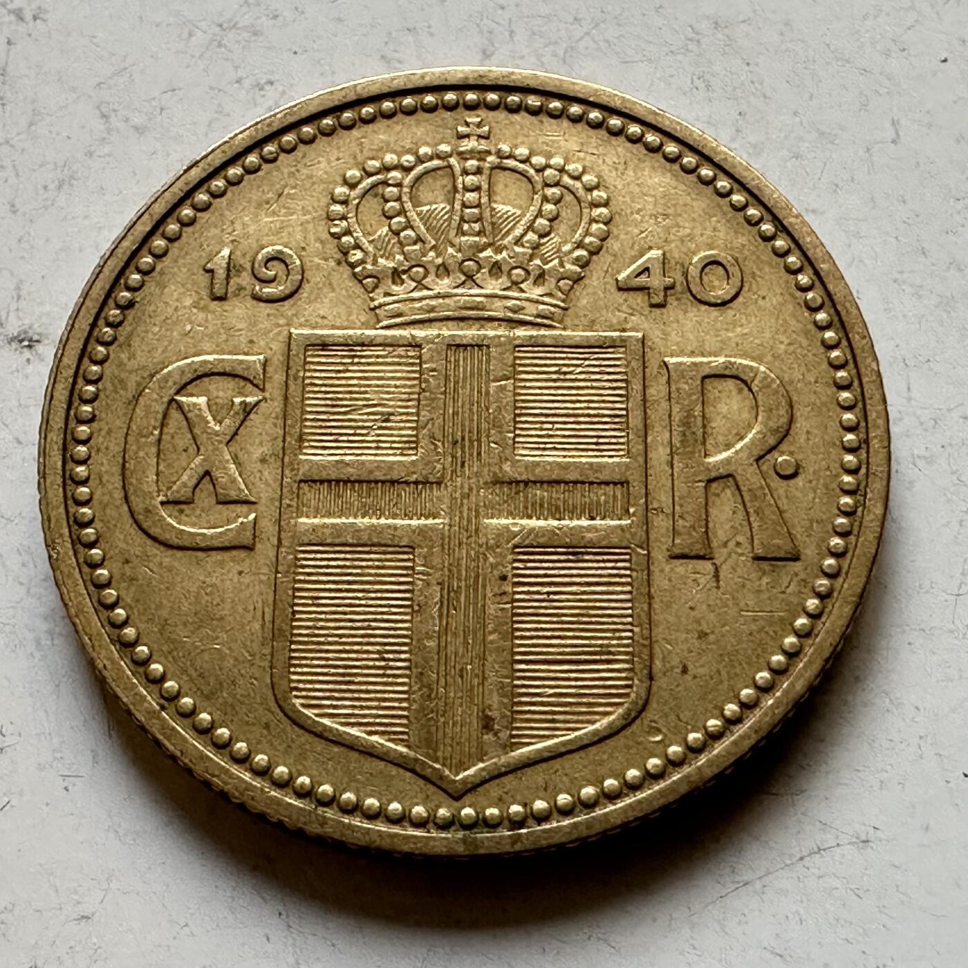 🌹外币初藏🌹🐯2026年第34场   每周二四六晚8️⃣点 接代拍 丹属冰岛 1940年 克里斯蒂安十世 2克朗铜币