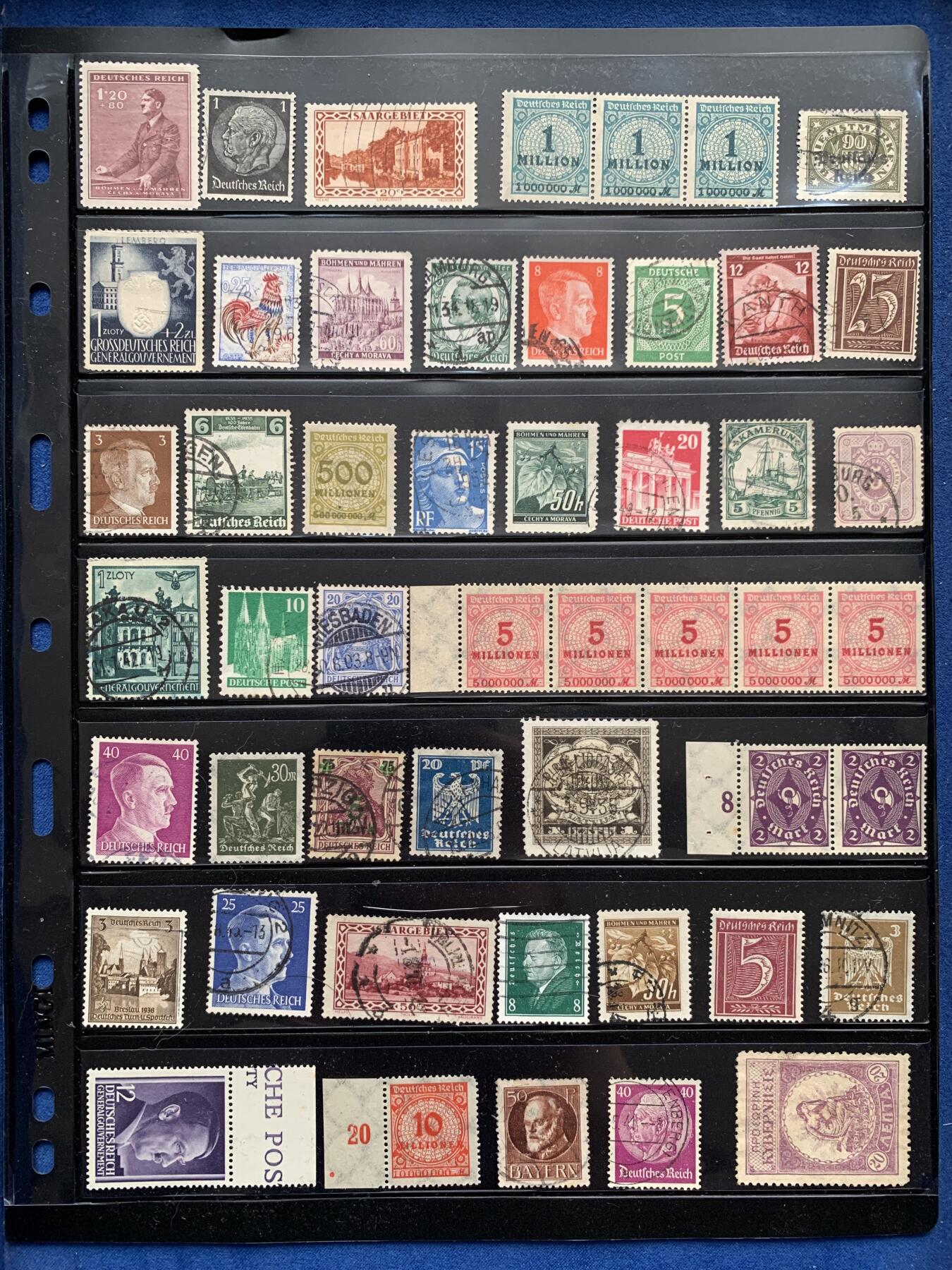 《竞宝斋》第474场 周日，周一 2场连拍 （全场包邮）欢迎送拍 二战时期邮票一页 细节见图