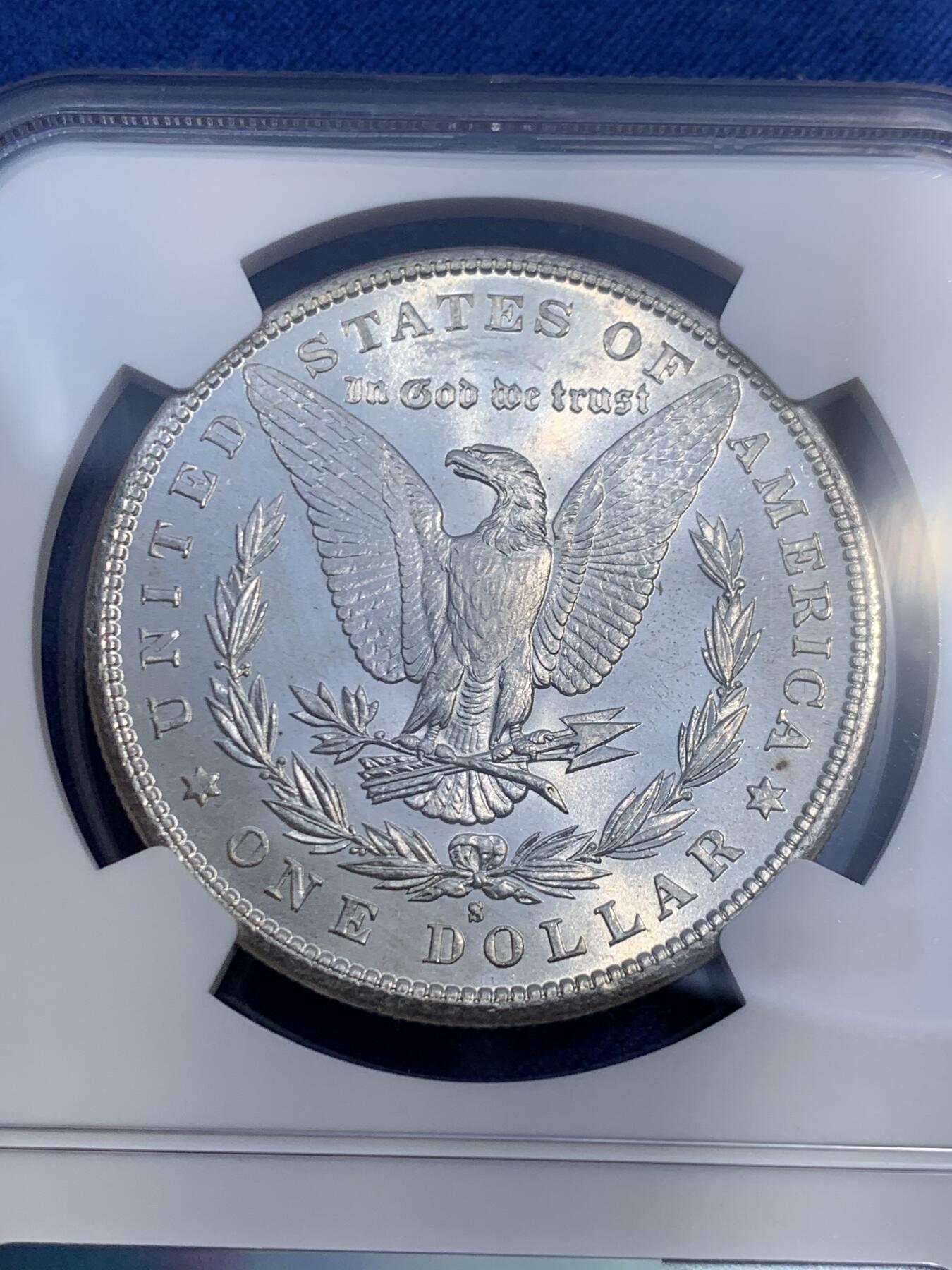 《竞宝斋》第474场 周日，周一 2场连拍 （全场包邮）欢迎送拍 NGC MS62 美国1881年摩根1美元银币