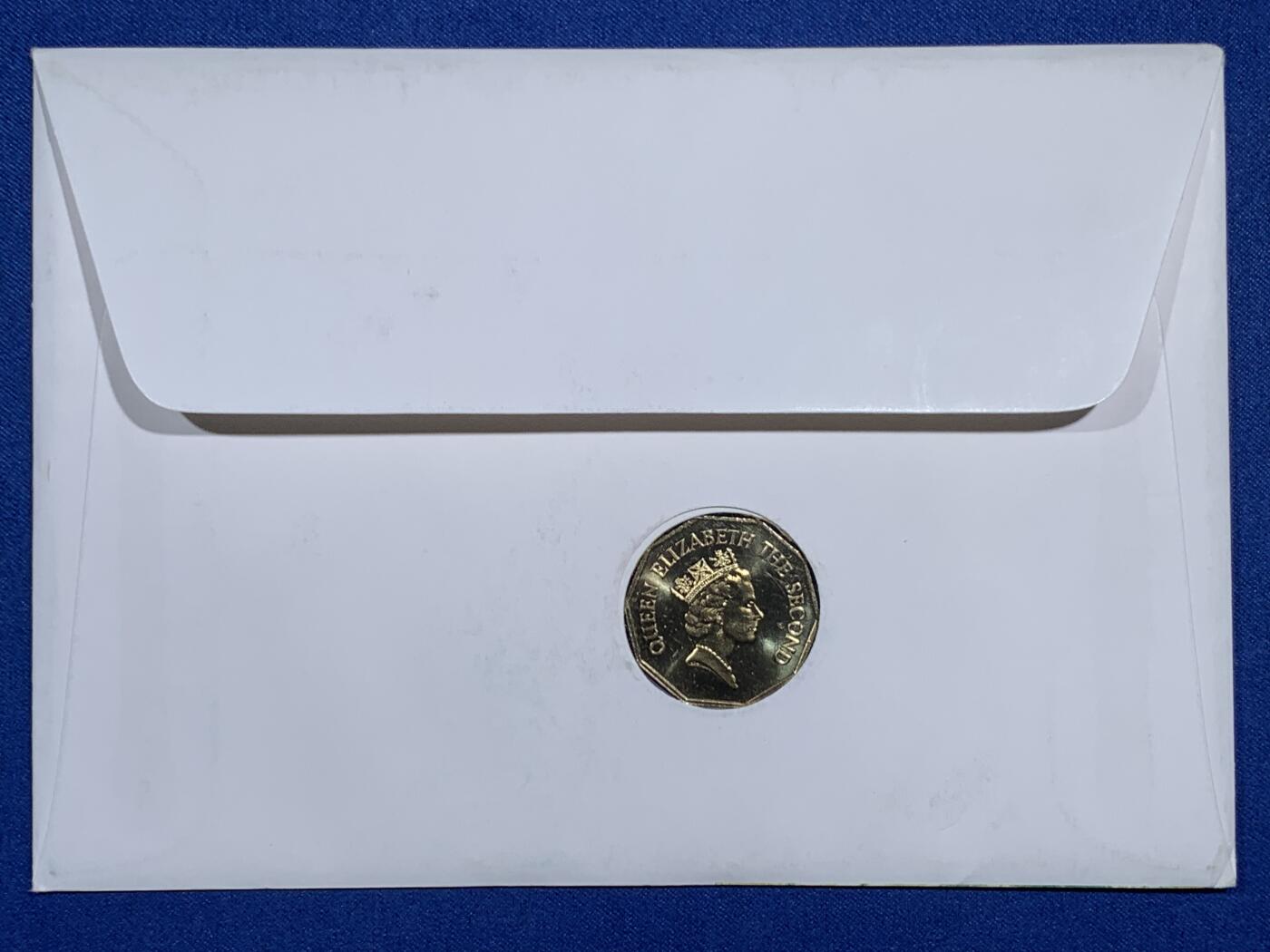 《竞宝斋》第474场 周日，周一 2场连拍 （全场包邮）欢迎送拍 伯利兹1990年帆船1元邮币封 皇家造币厂官方首日封