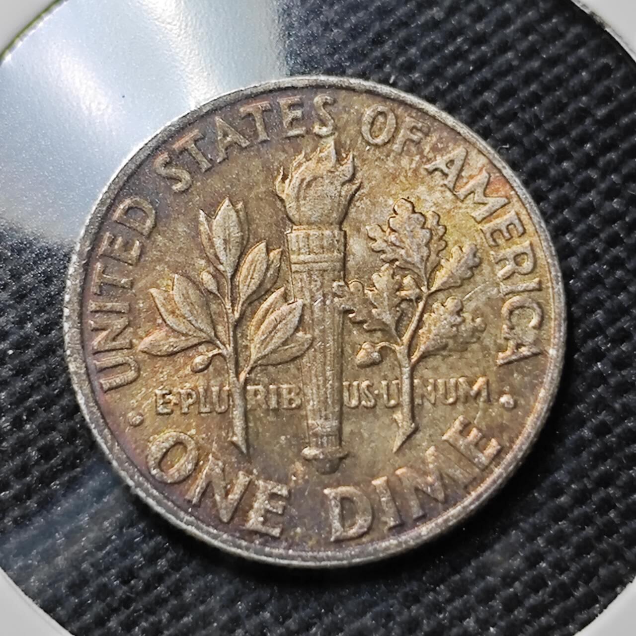 KK钱币收藏小铺   套币专场 2月预留时间 周末发货  1964美国10分银币 带彩漂亮