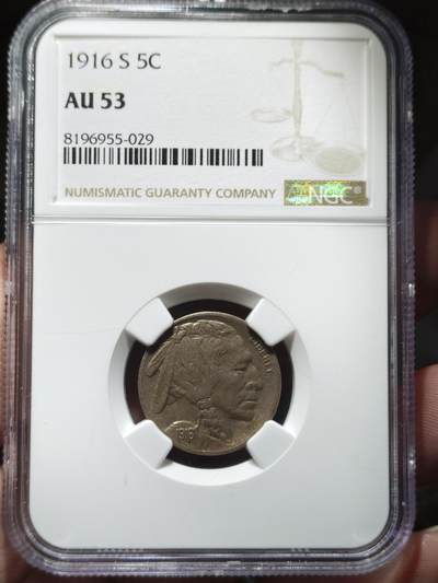 中外钱币第九场 - NGC-AU53美国1916年S版野牛5美分