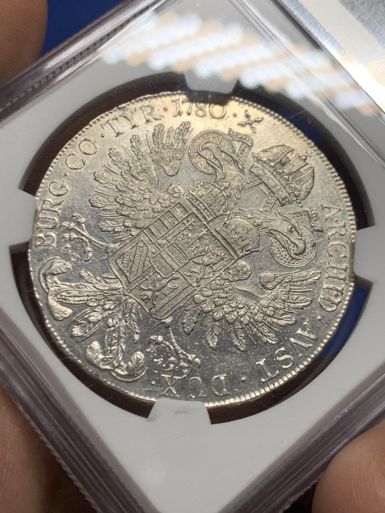 《竞宝斋》第474场 周日，周一 2场连拍 （全场包邮）欢迎送拍 NGC AU 1780原铸IC FA大奶妈，维也纳厂H15稀少版别，皇冠9珍珠，麦稀奇首见