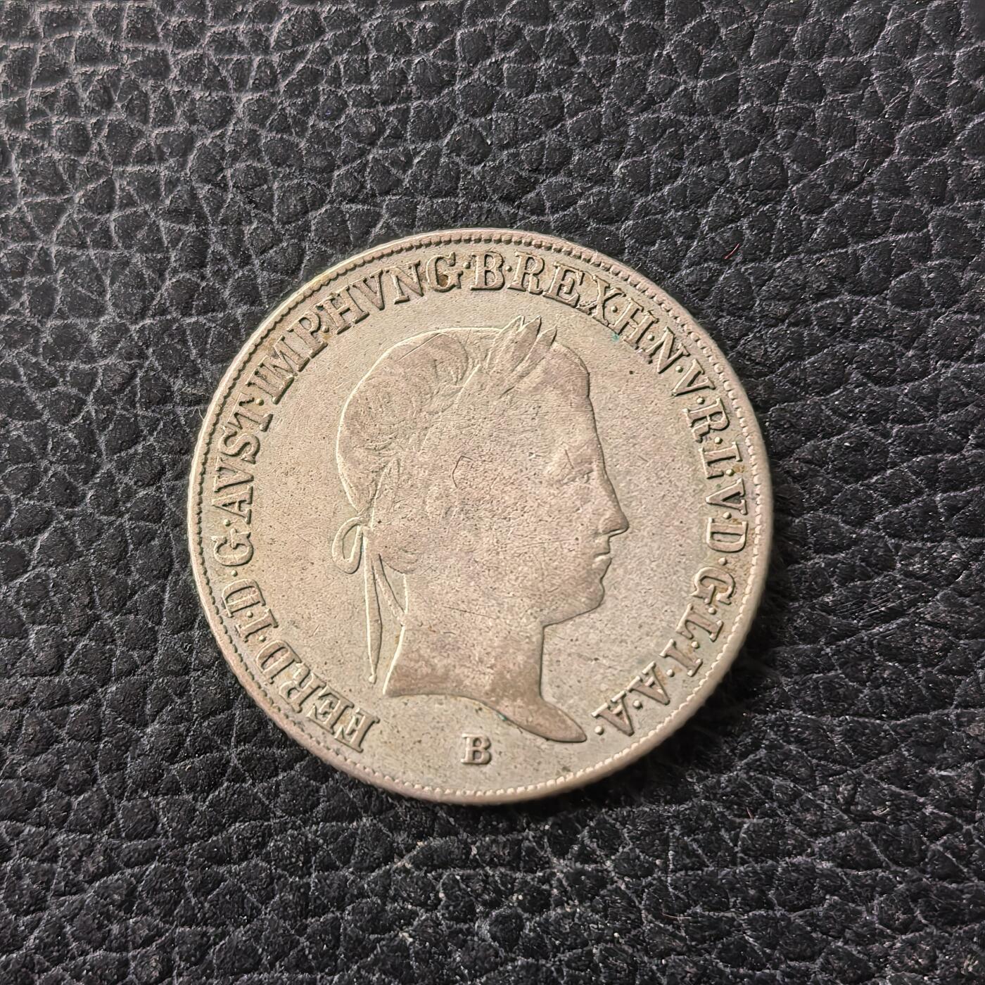 道一币馆币章第一百七十一场 奥匈帝国1841年匈牙利圣母抱子弗兰兹一世20查伊尔银币  6.68g 583s