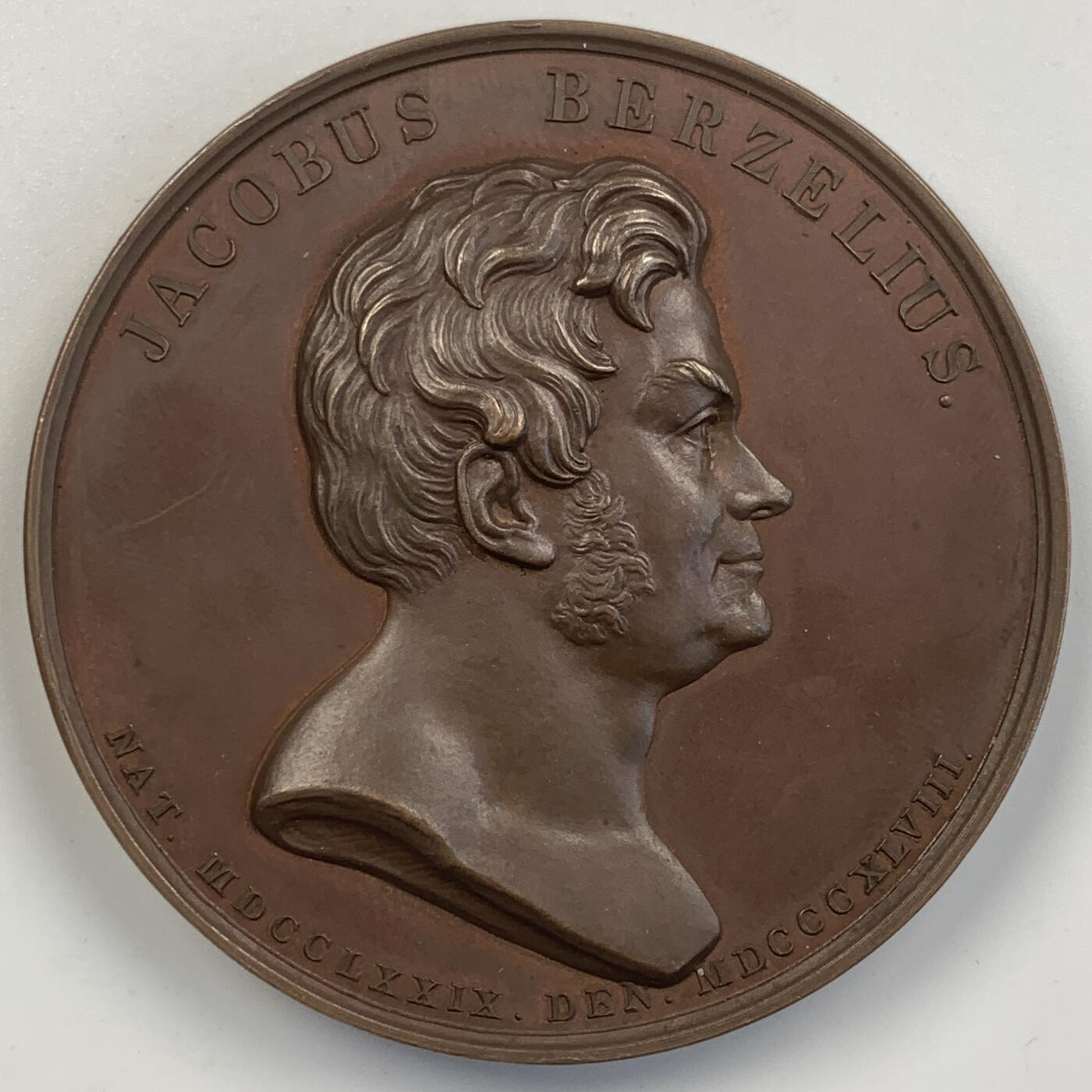 掌中浮雕-藏着的欧洲第056场 1848年瑞典现代化学之父雅各布斯·贝泽利乌斯高浮雕大铜章， 57mm 