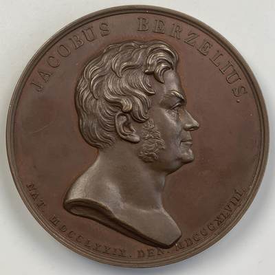 掌中浮雕-藏着的欧洲第056场 - 1848年瑞典现代化学之父雅各布斯·贝泽利乌斯高浮雕大铜章， 57mm 