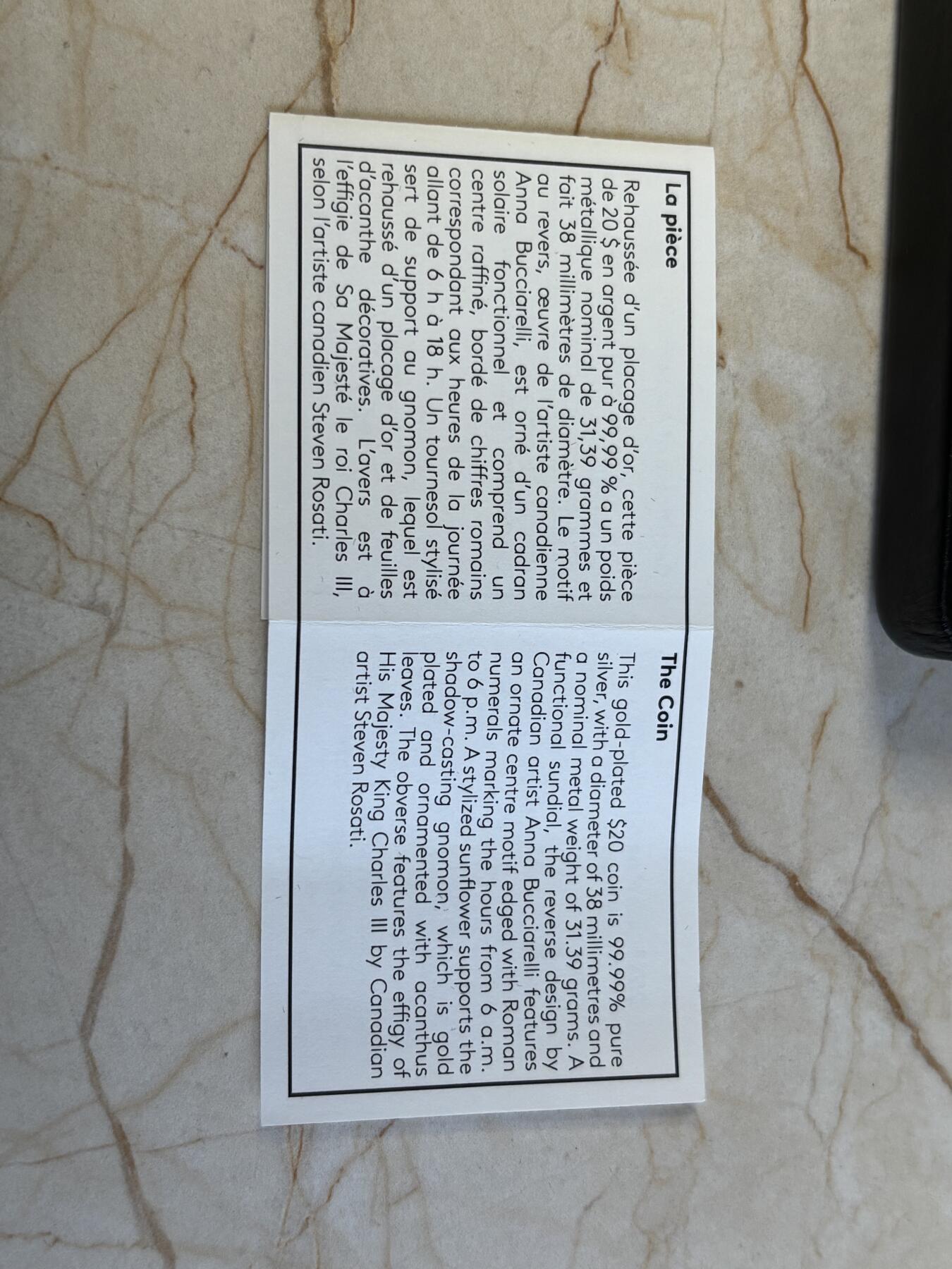第195期拍卖 加拿大2025年日晷1盎司双面镀金异形精制纪念银币，9999银镀金，发行5500枚