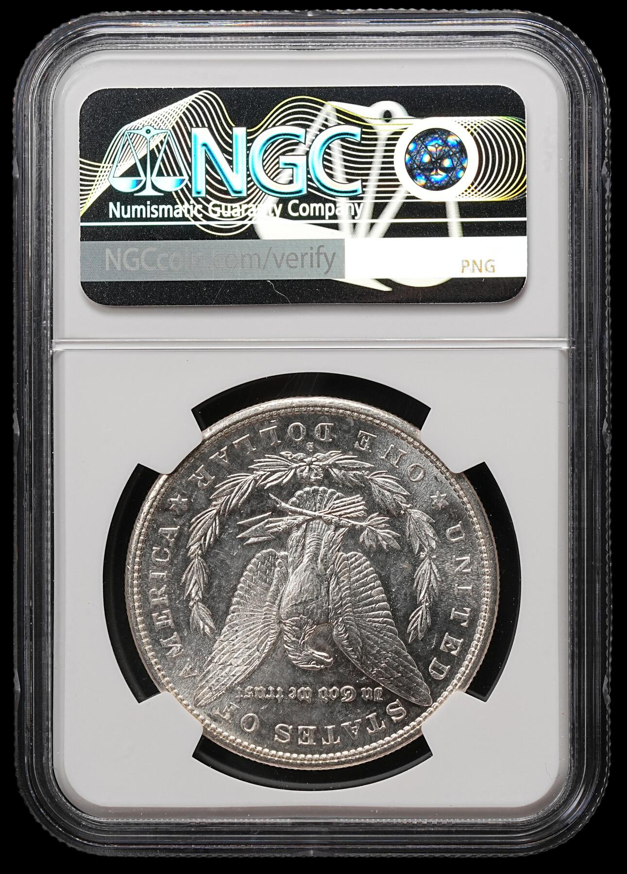 修遠堂世界钱币第109期 NGC MS63 1881年美国摩根大银币，S厂铭