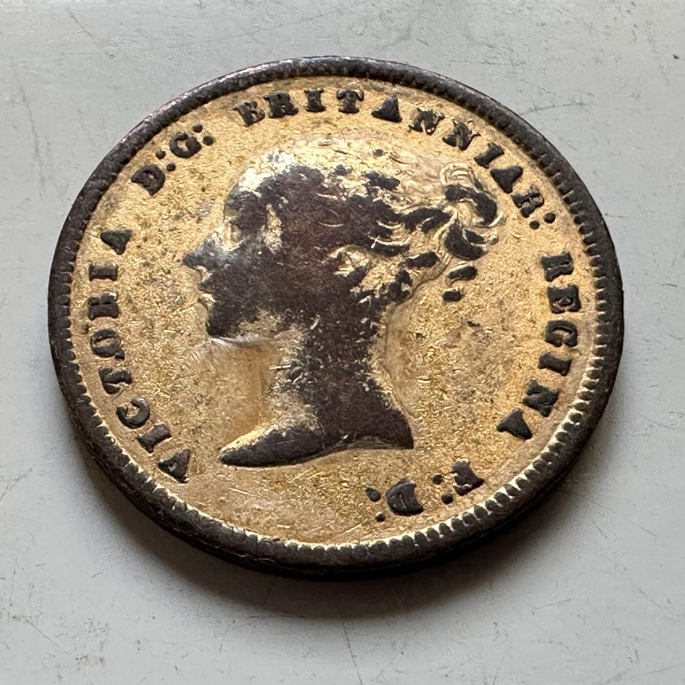 🌹外币初藏🌹🐯2026年第34场   每周二四六晚8️⃣点 接代拍 英国1844年维多利亚 1/2法新铜币  后期镀金