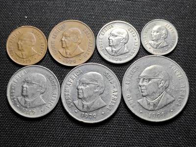 KK钱币收藏小铺   套币专场 2月预留时间 周末发货 -  1979南非大小面值清年套 总统迪德里希斯