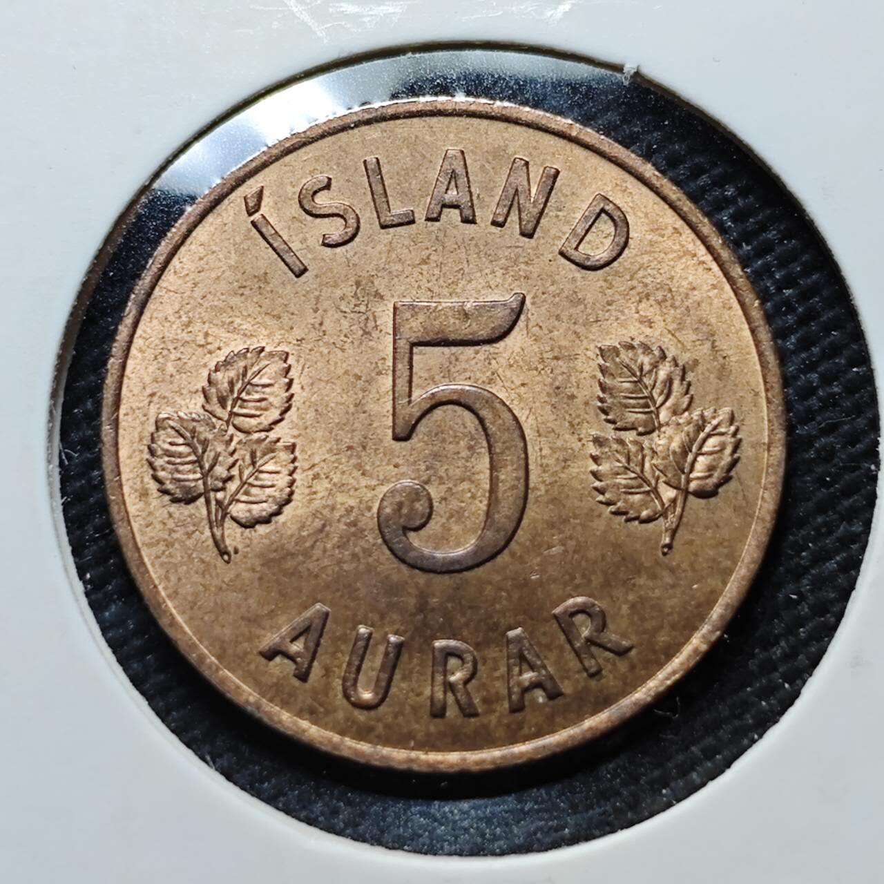 KK钱币收藏小铺  第406期 2月预留时间 周末发货  1966冰岛5克朗 好品