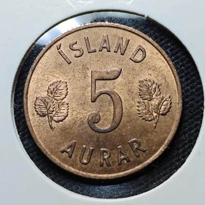 KK钱币收藏小铺  第406期 2月预留时间 周末发货 -  1966冰岛5克朗 好品