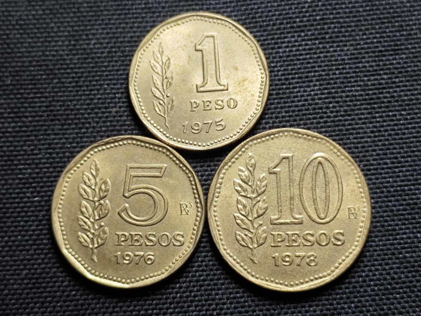 KK钱币收藏小铺   套币专场 2月预留时间 周末发货  阿根廷太阳脸铜币3枚套 好品