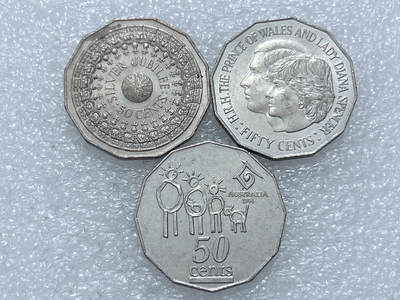 第一海外回流一元起拍收藏 散集专场  第305期 - 澳大利亚50分硬币 3枚 原光品
