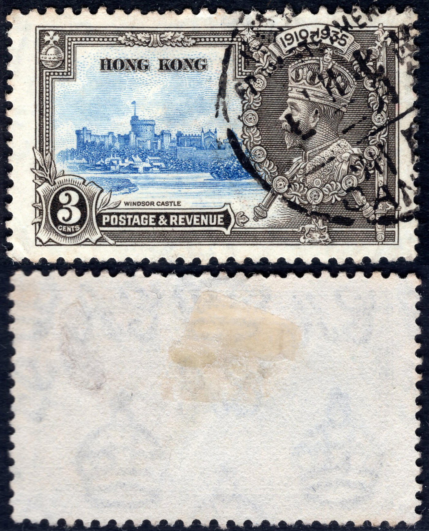 洪涛臻品批发群 精选邮票限时拍卖第1294期  1935香港第二套纪念邮票 乔治五世银禧3分 盖广州1935年7月22日邮戳1935香港第二套纪念邮票 乔治五世银禧3分 盖广州1935年7月22日邮戳