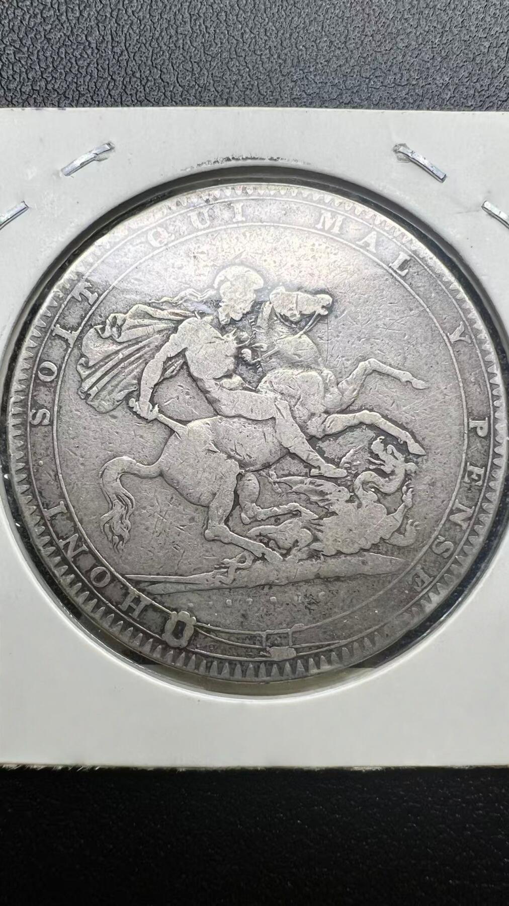 1819 年英国乔治三世马剑 1 克朗银币 大便士 西洋老银元 真品